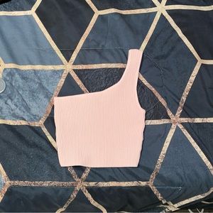Aritzia Babaton Sculpt Knit One-Shoulder Cropped Tank - Poetic Pink XXS - NWOT